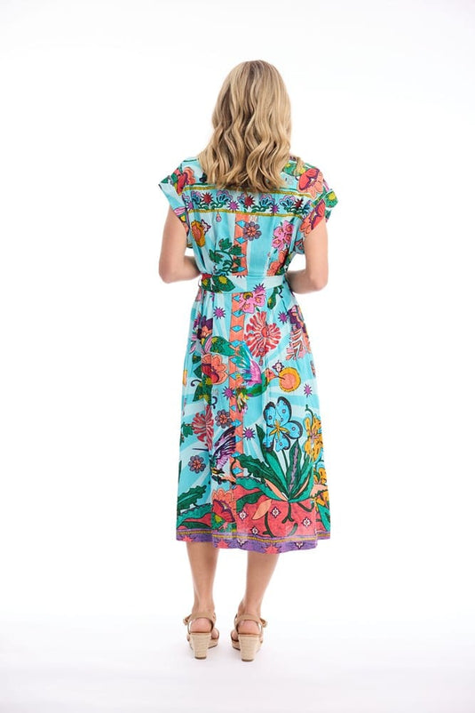 Orientique Womens Provence Dress Collar Tie Waist