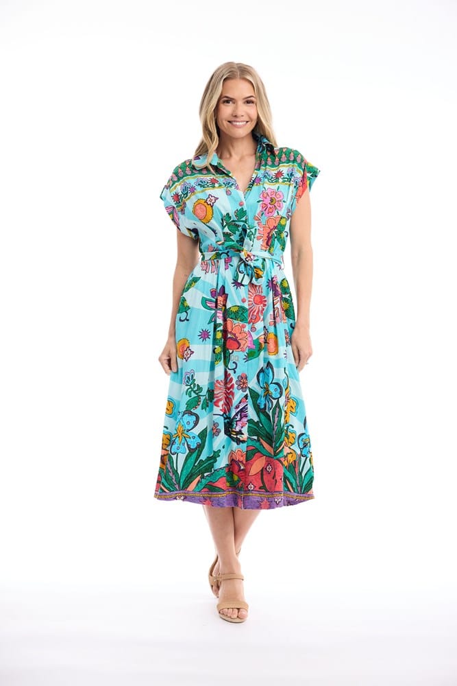 Load image into Gallery viewer, Orientique Womens Provence Dress Collar Tie Waist
