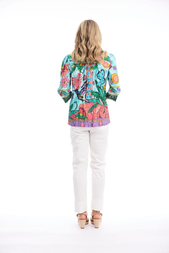 Load image into Gallery viewer, Orientique Womens Provence Top Frill Neckline
