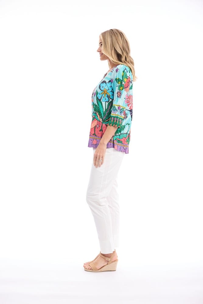 Load image into Gallery viewer, Orientique Womens Provence Top Frill Neckline
