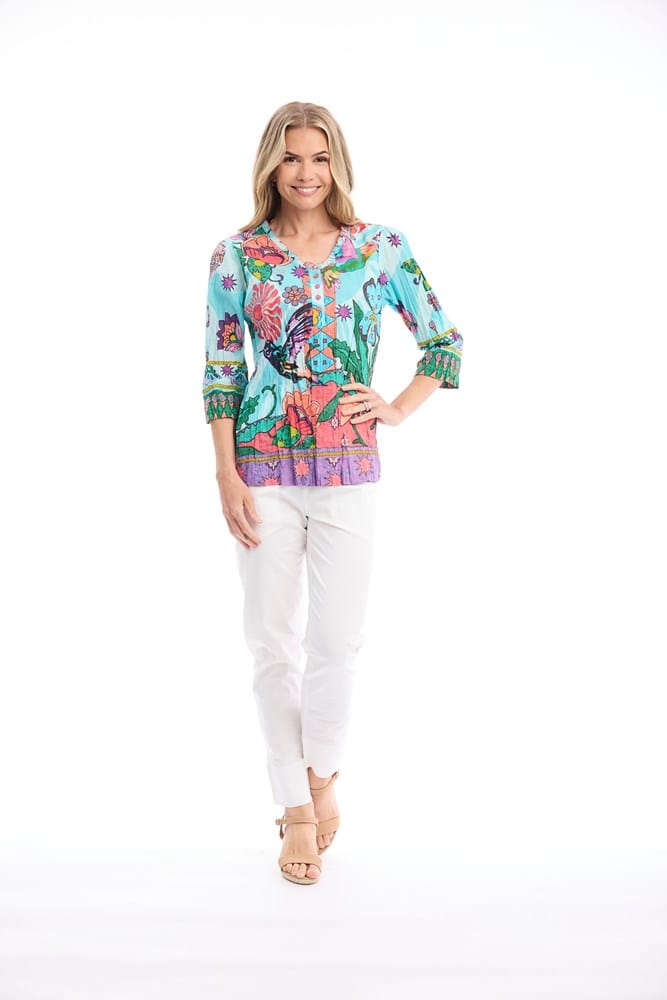Load image into Gallery viewer, Orientique Womens Provence Top Frill Neckline
