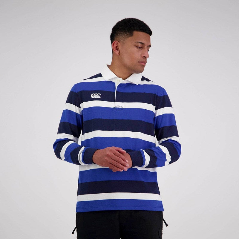Load image into Gallery viewer, Canterbury Mens Yarn Dye Stripe Rugby Jersey - Strong Blue
