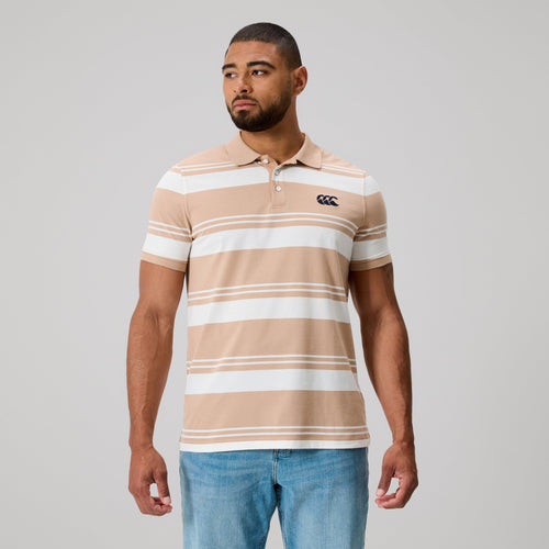 Canterbury Mens Engineered Stripe Polo - Warm Taupe