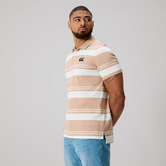 Canterbury Mens Engineered Stripe Polo - Warm Taupe