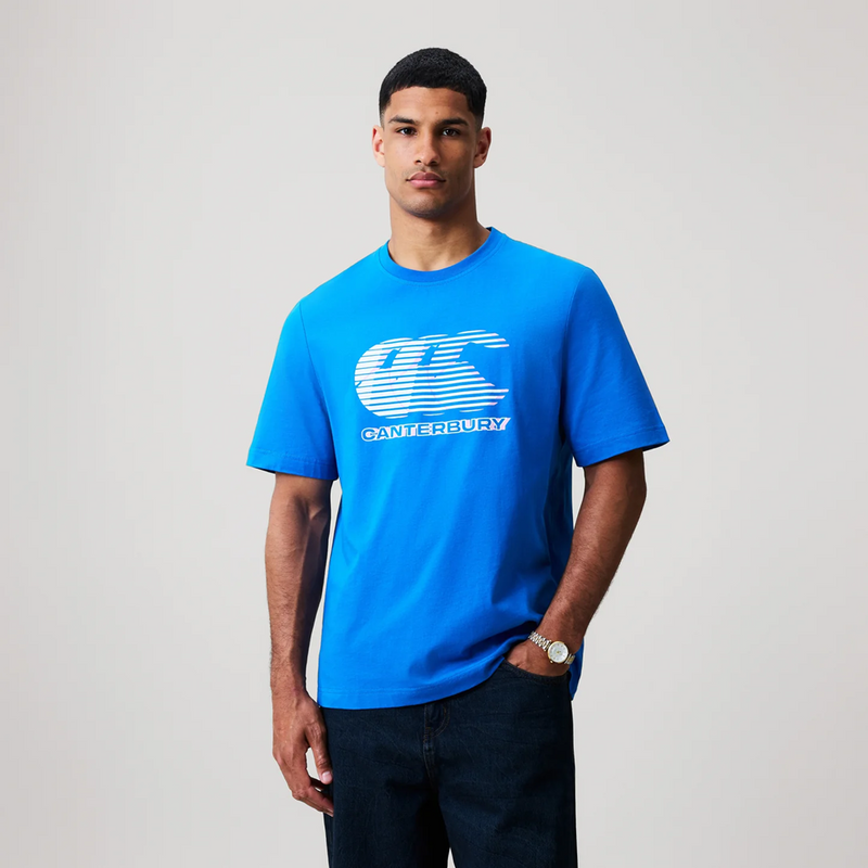 Load image into Gallery viewer, Canterbury Mens Everyday Graphics T-Shirt - Daphne Blue/White
