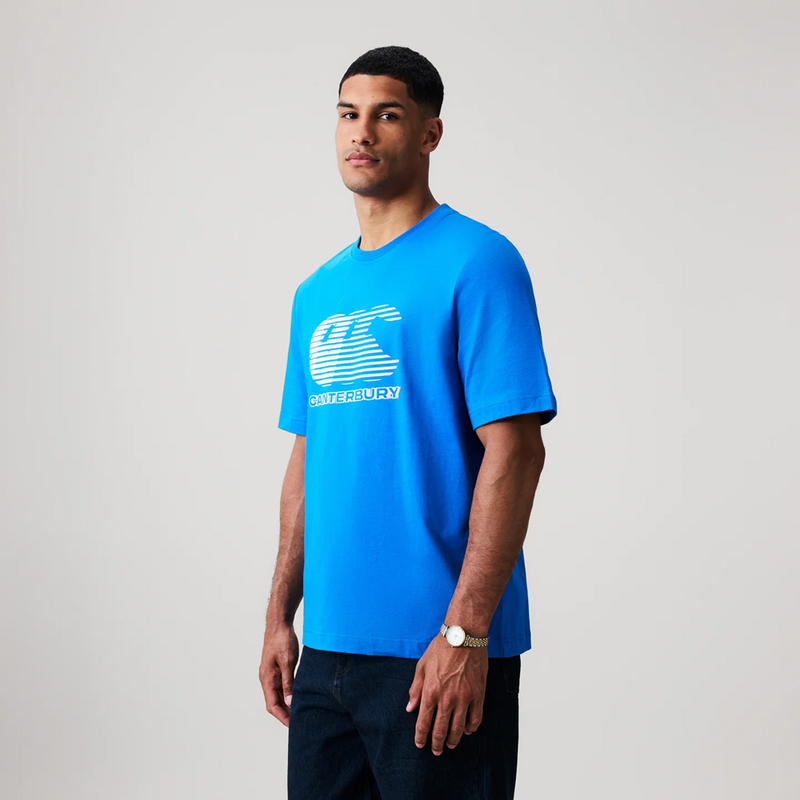 Load image into Gallery viewer, Canterbury Mens Everyday Graphics T-Shirt - Daphne Blue/White
