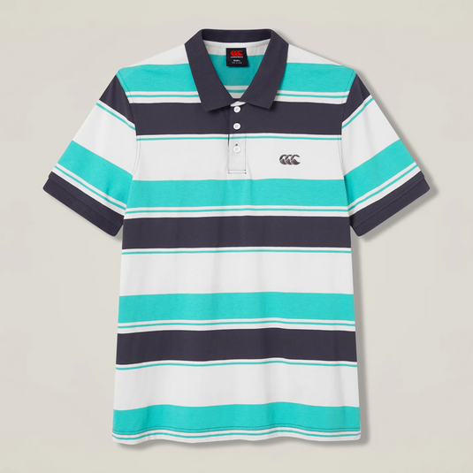 Canterbury Mens Yarn Stripe Polo - Baltic Green/Grey