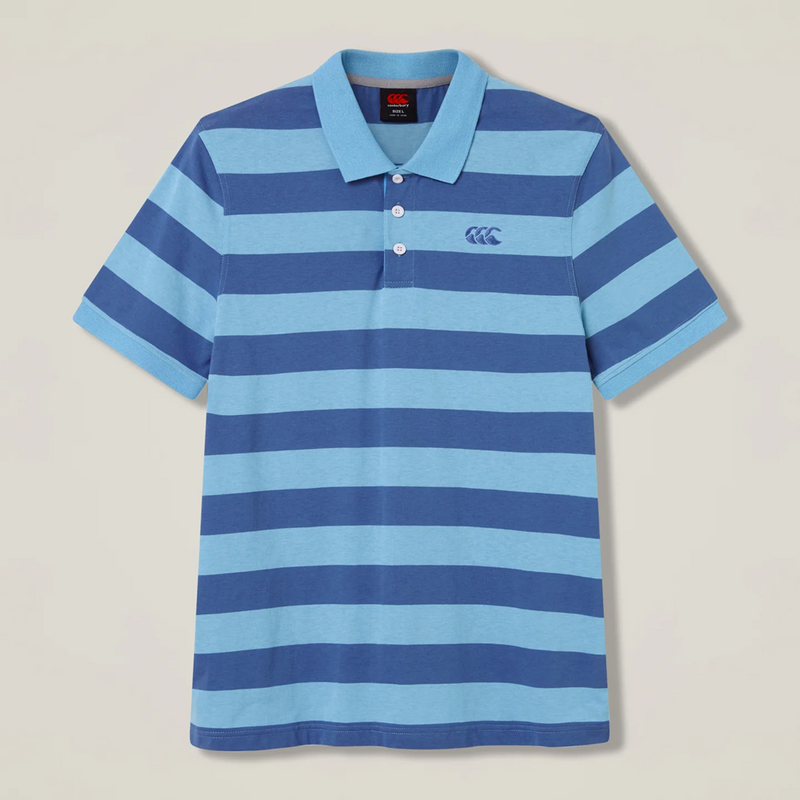 Load image into Gallery viewer, Canterbury Mens Yarn Stripe Polo - China Blue/Navy
