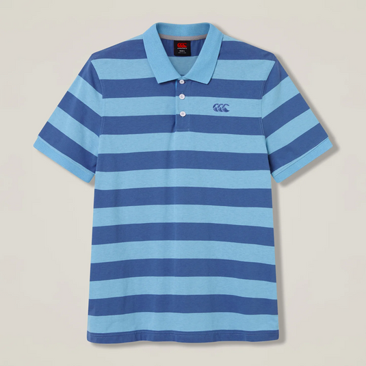 Canterbury Mens Yarn Stripe Polo - China Blue/Navy