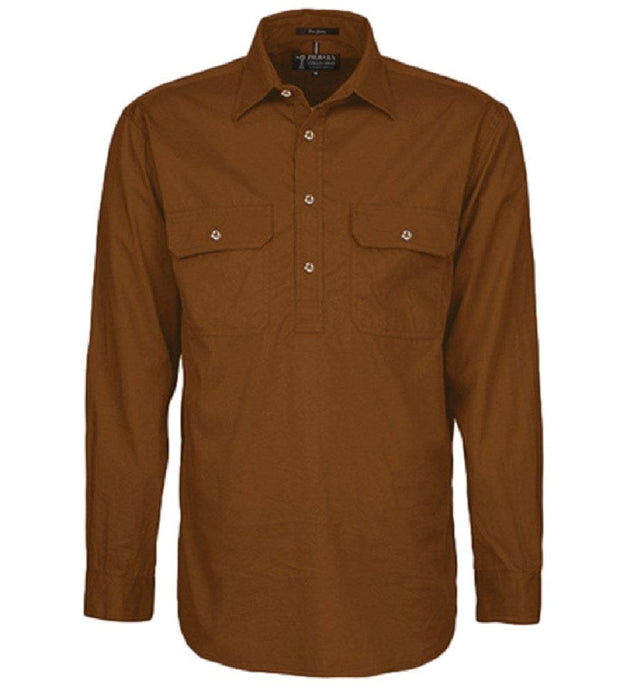 Pilbara Mens Terracotta Closed Front L/S Shirt