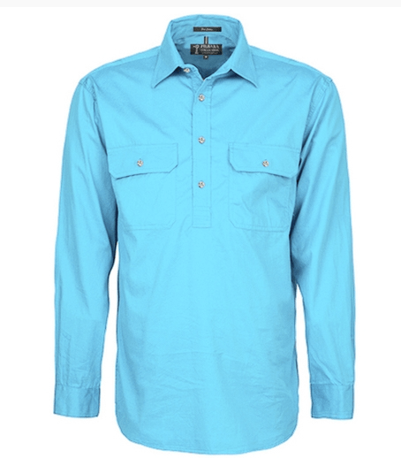 Pilbara Mens Cornflower Closed Front L/S Shirt