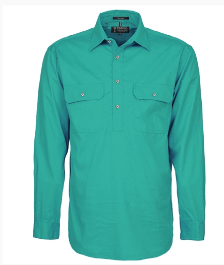 Pilbara Mens Jade Closed Front L/S Shirt