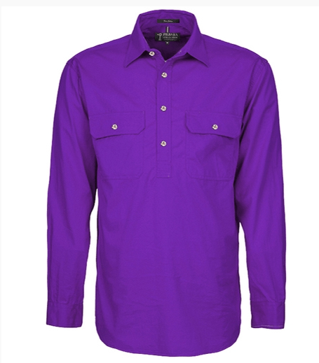 Pilbara Mens Purple Closed Front L/S Shirt