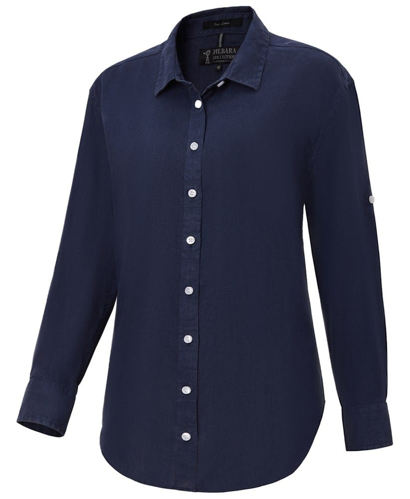 Load image into Gallery viewer, Pilbara Womens Florence Classic Linen Shirt - Navy
