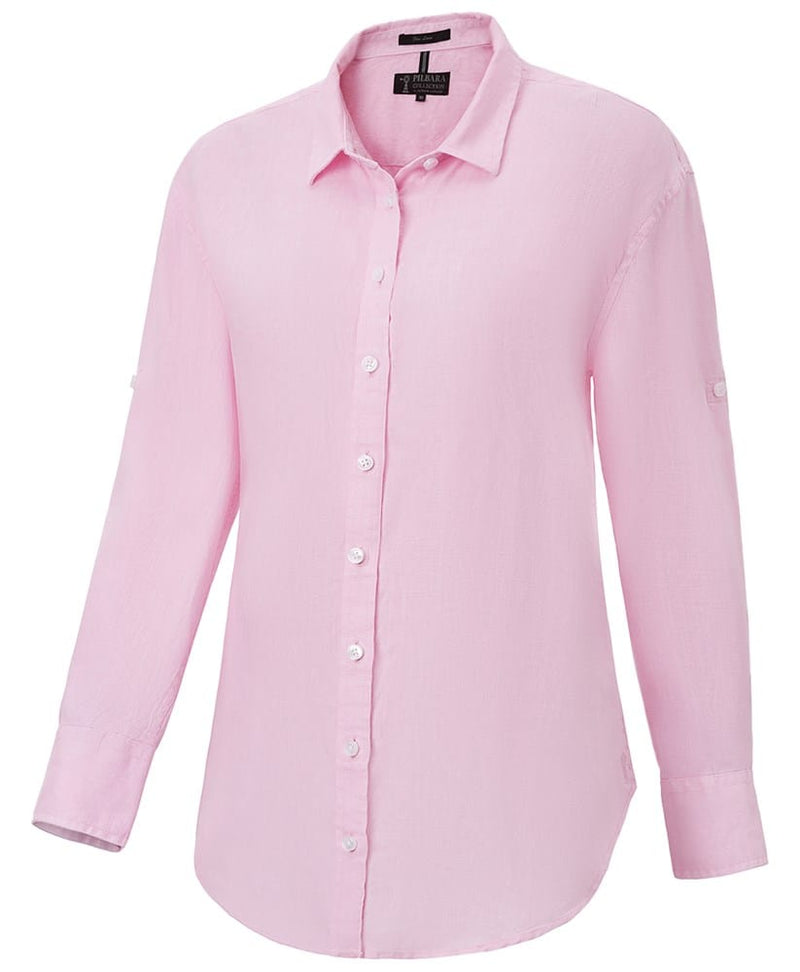 Load image into Gallery viewer, Pilbara Womens Florence Classic Linen Shirt - Pink
