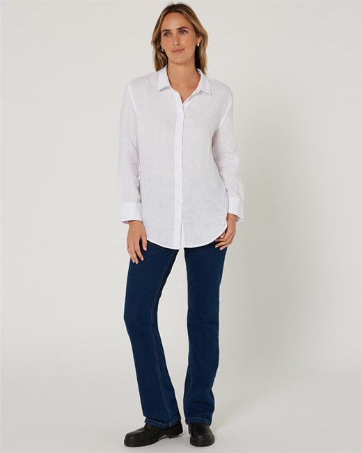Load image into Gallery viewer, Pilbara Collection Womens Florence Classic Linen Shirt - White
