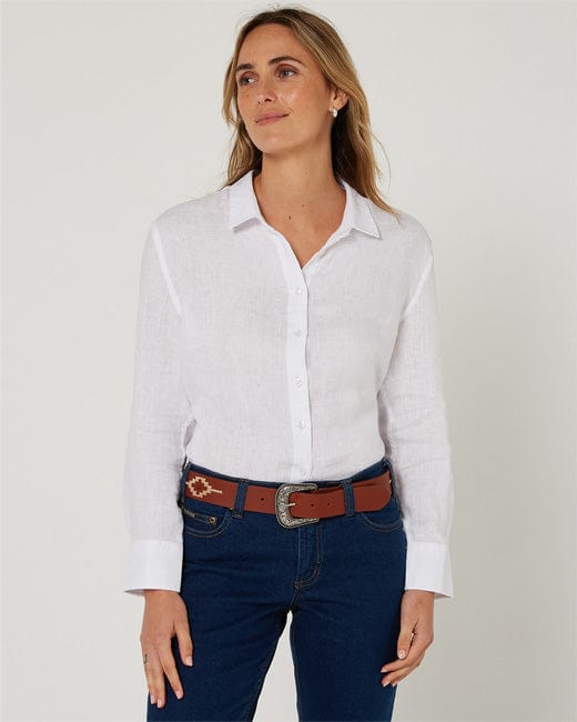 Load image into Gallery viewer, Pilbara Collection Womens Florence Classic Linen Shirt - White
