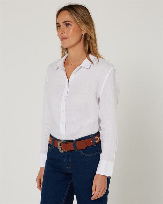 Pilbara Collection Womens Florence Classic Linen Shirt - White