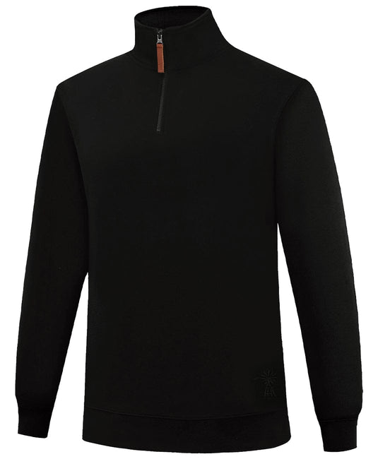 Pilbara Womens Classic Zipper Closed Front Fleece Pullover - Black