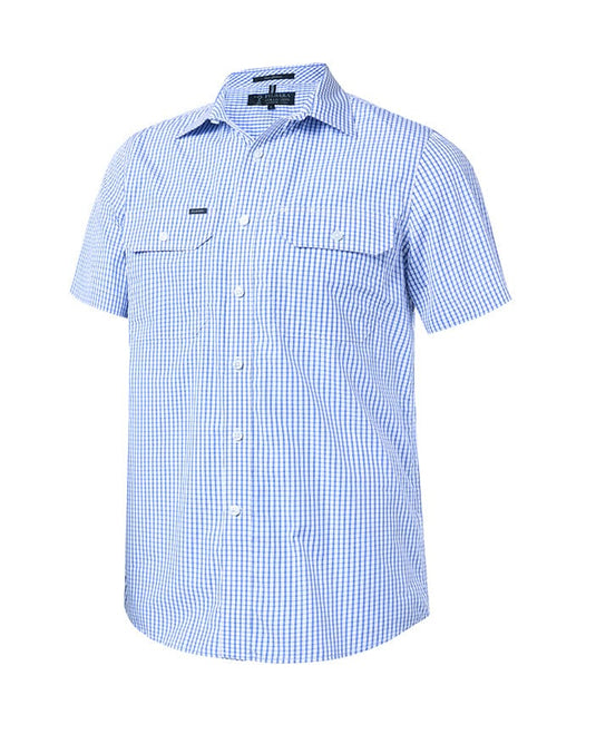 Pilbara Mens Check Dual Pocket Short Sleeve Shirt