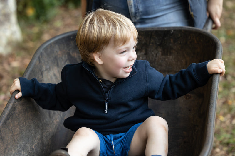 Load image into Gallery viewer, Pilbara Childrens Zipper Closed Front Fleece Pullover - French Navy
