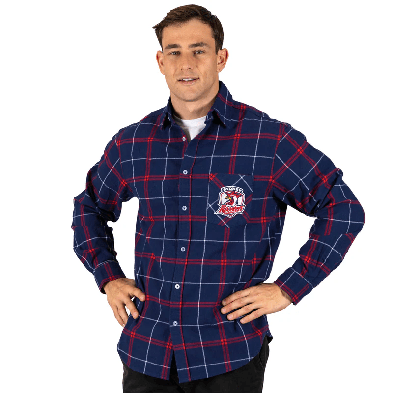 Load image into Gallery viewer, NRL Mens &#39;Mustang&#39; Flannel Shirt - Roosters
