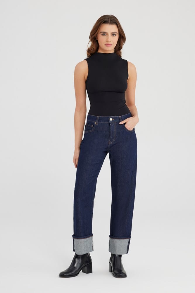 Load image into Gallery viewer, Cup of Joe Womens Ruby Mid Waist Straight Leg Jeans - Raw
