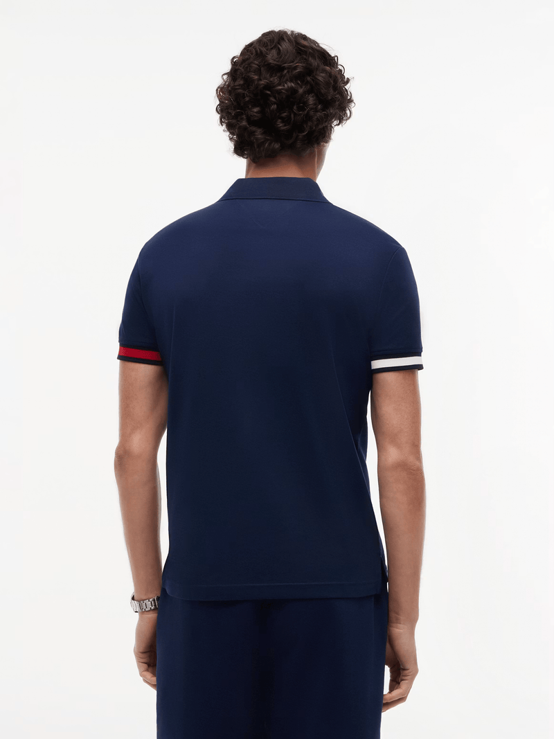 Load image into Gallery viewer, Tommy Hilfiger Mens RWB Cuff Liquid Cotton Slim Polo - Carbon Navy
