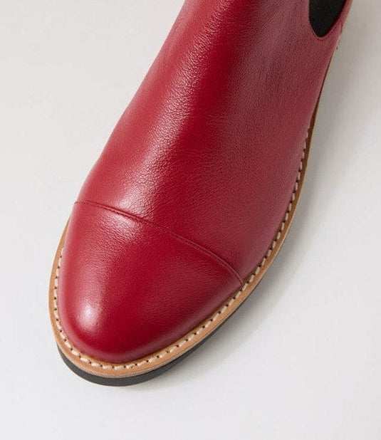 Django & Juliette Womens Raquel Dark Red Black Leather Boots