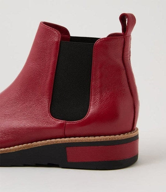 Django & Juliette Womens Raquel Dark Red Black Leather Boots