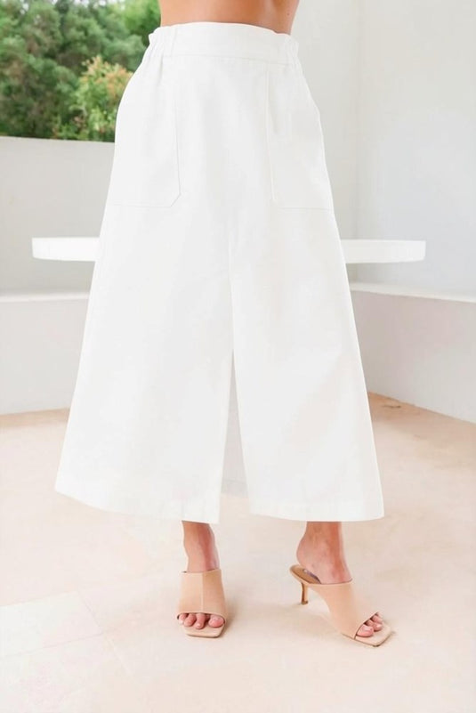 See Saw Womens 100% Linen Midi Skirt - White