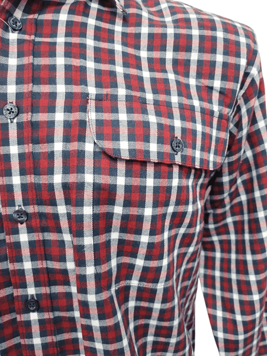 Bisley Mens Long Sleeve Brushed Cotton Shirt - Red Check