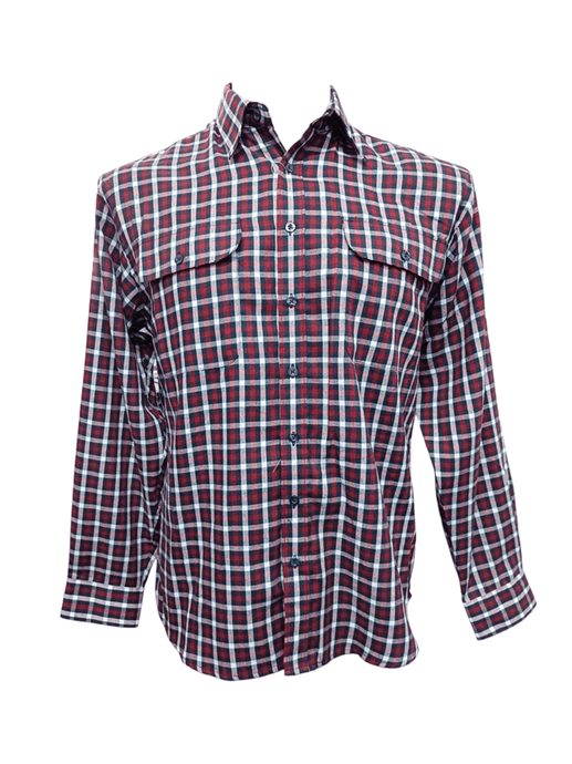 Bisley Mens Long Sleeve Brushed Cotton Shirt - Red Check