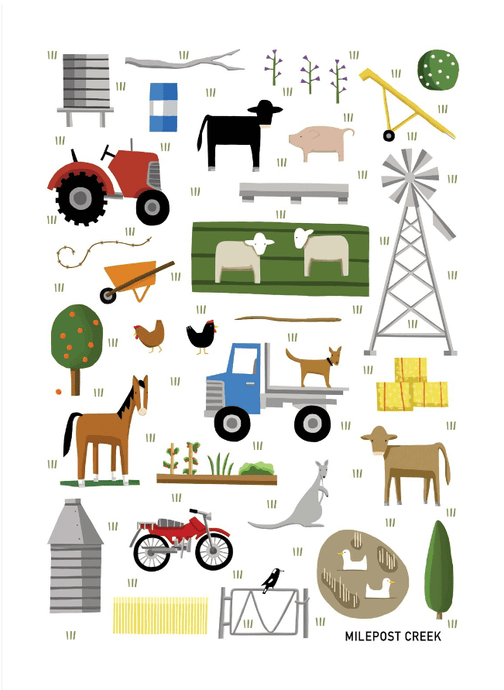 Red Tractor Designs On The Farm Tea Towel