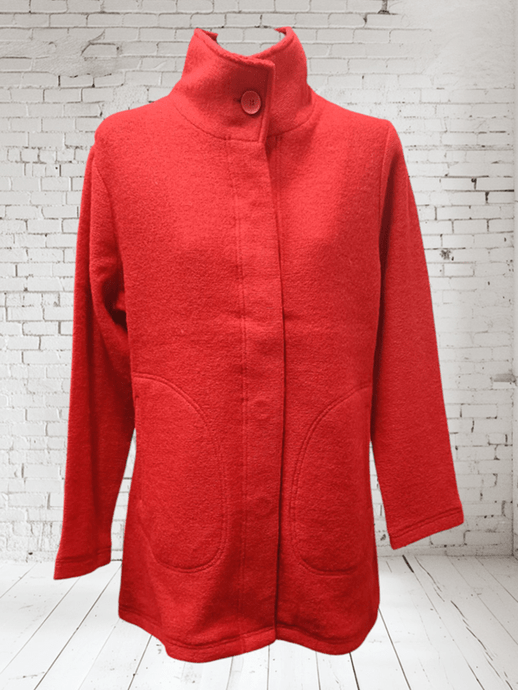 See Saw Womens 100% Boiled Wool Funnel Neck Coat