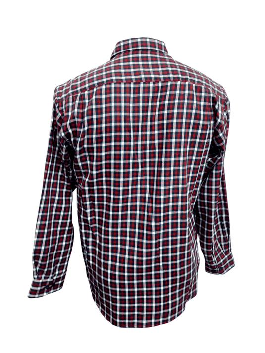 Bisley Mens Long Sleeve Brushed Cotton Shirt - Red Check