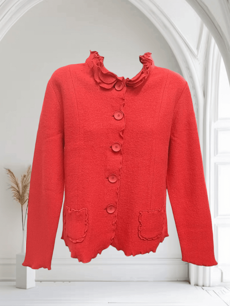 Load image into Gallery viewer, See Saw Womens 100% Boiled Wool Ruffle Trim Jacket
