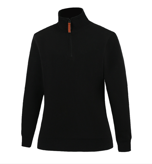 Pilbara Womens Classic Zipper Closed Front Fleece Pullover - Black