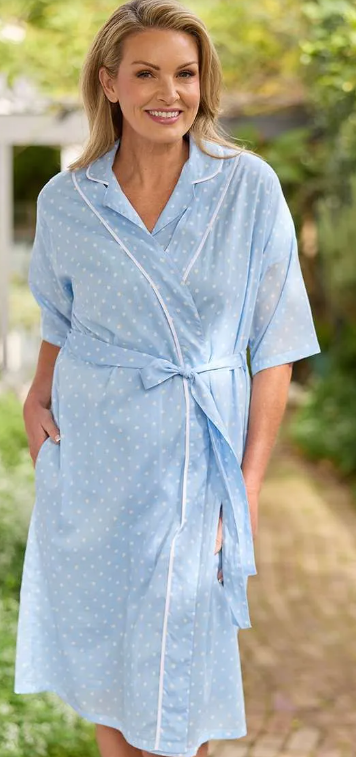 French Country Womens Robe Elbow 105 Polka Dot