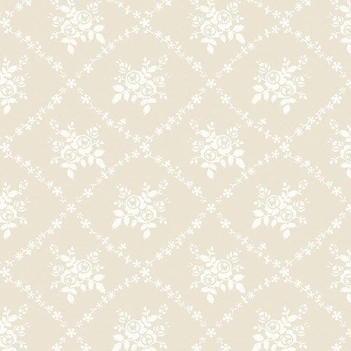 Load image into Gallery viewer, KK Fabrics 100% Cotton Rose Trellis Ecru Classic Keepsakes
