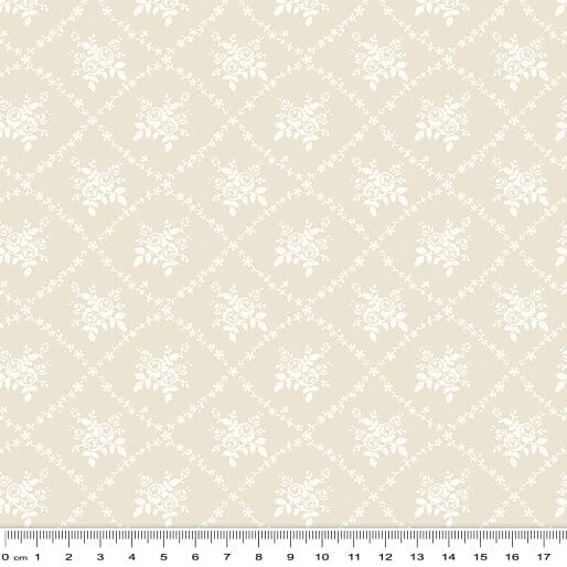 Load image into Gallery viewer, KK Fabrics 100% Cotton Rose Trellis Ecru Classic Keepsakes
