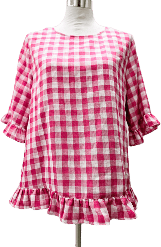 Corfu Womens Gingham Check Lipstick Pink