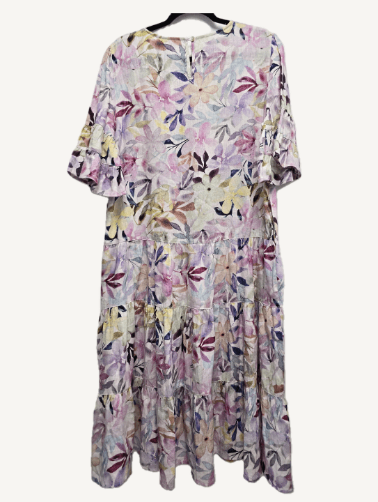 Load image into Gallery viewer, Corfu Womens 100% Linen Printed Dress - Delicate Blossom
