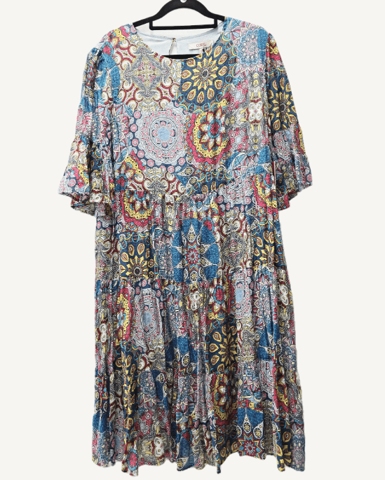 Corfu Womens Soft Print Dress - Sky