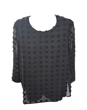 Corfu Womens Flocked Spot Georgette Black