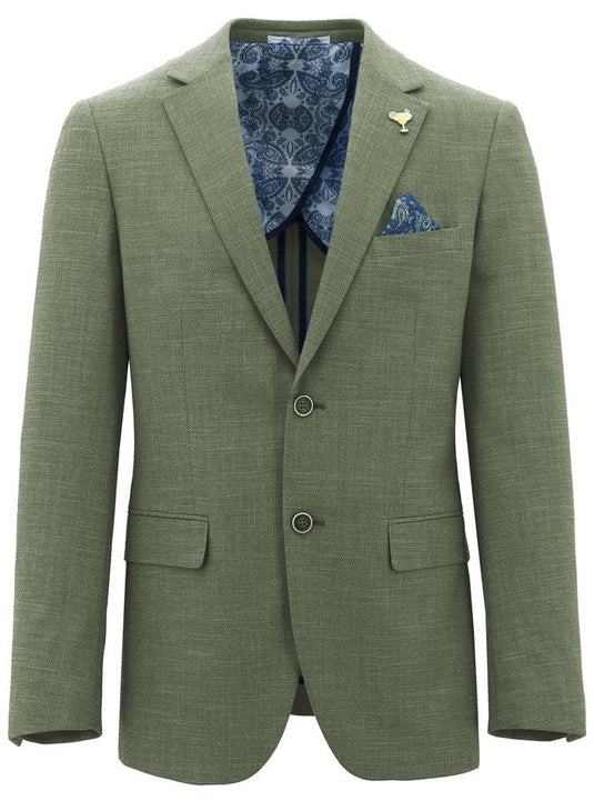 Christian Brookes Mens Jasper Green Linen Sports Jacket