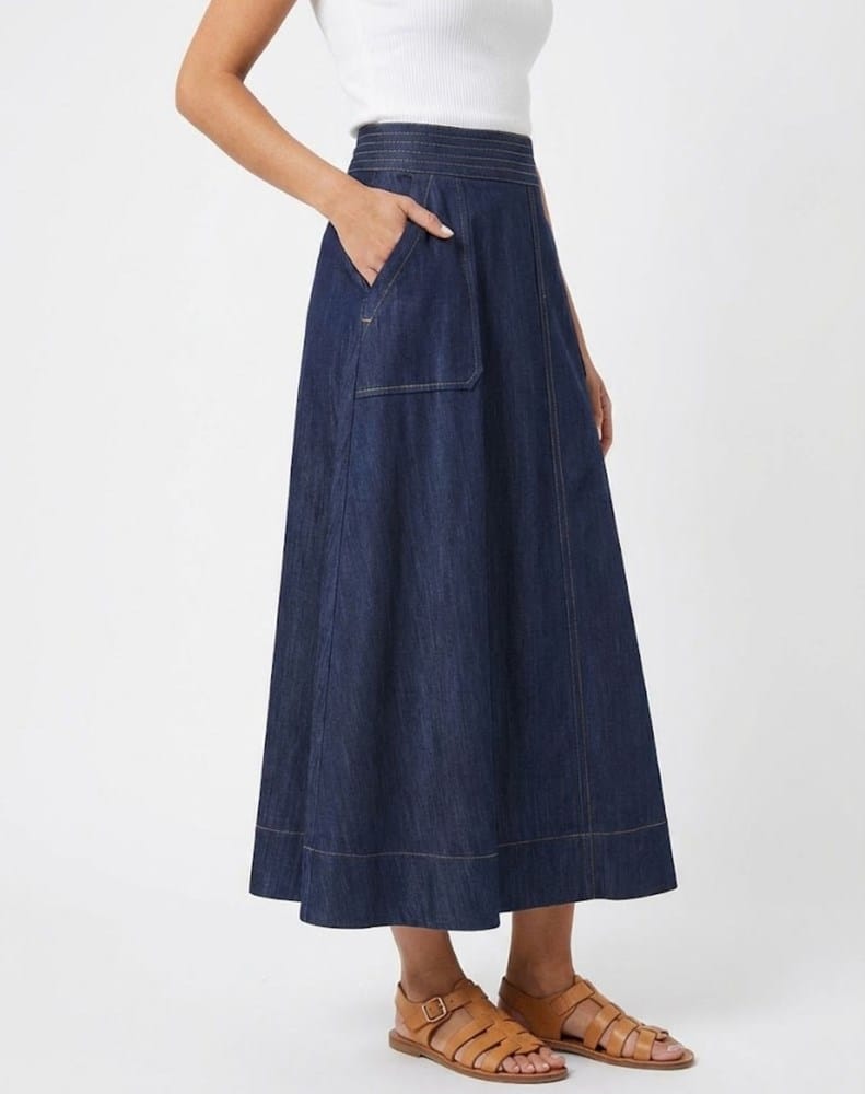 Load image into Gallery viewer, Corfu Womens Tencel Skirt - Denim Blue
