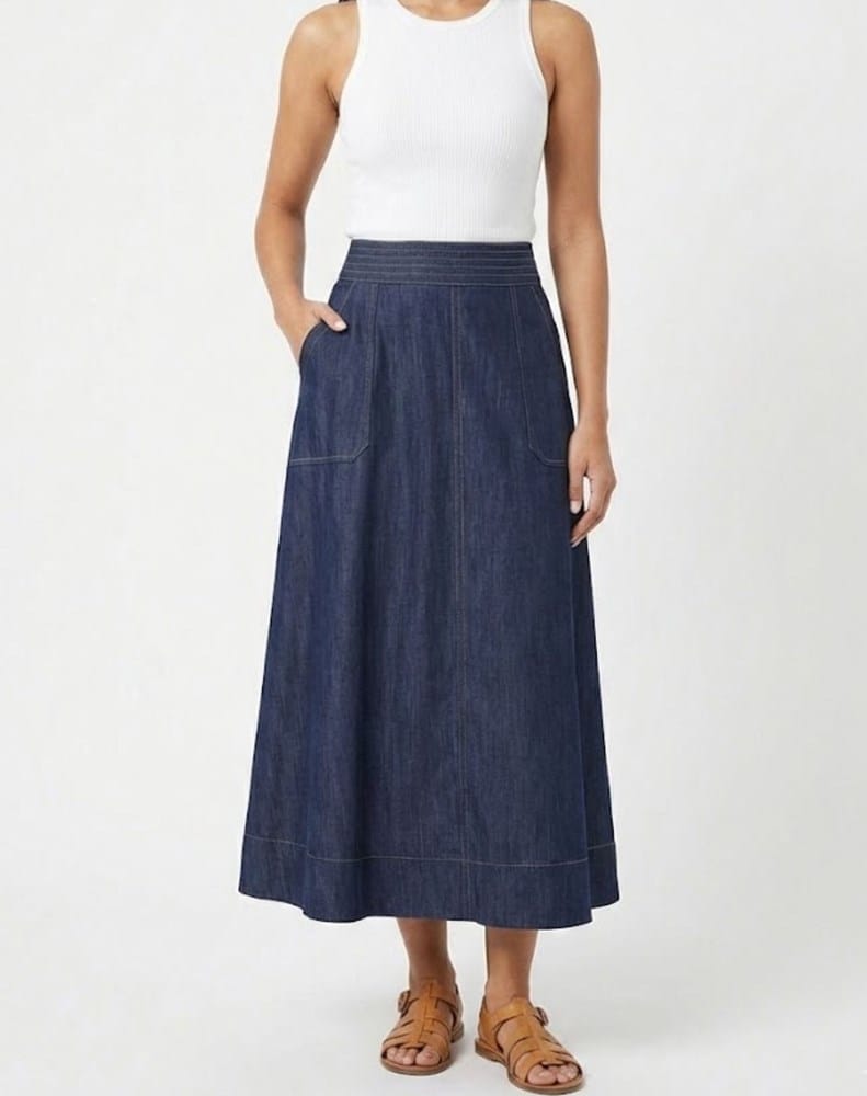 Load image into Gallery viewer, Corfu Womens Tencel Skirt - Denim Blue
