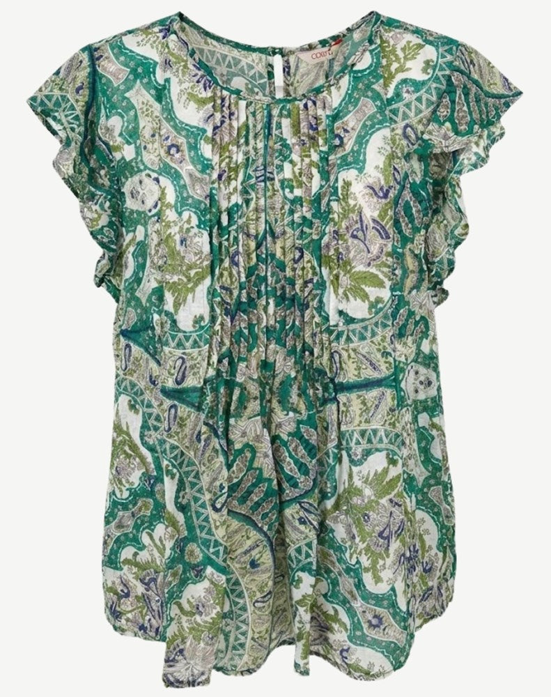 Load image into Gallery viewer, Corfu Womens Emerald Bay Printed Relaxed Fit Blouse
