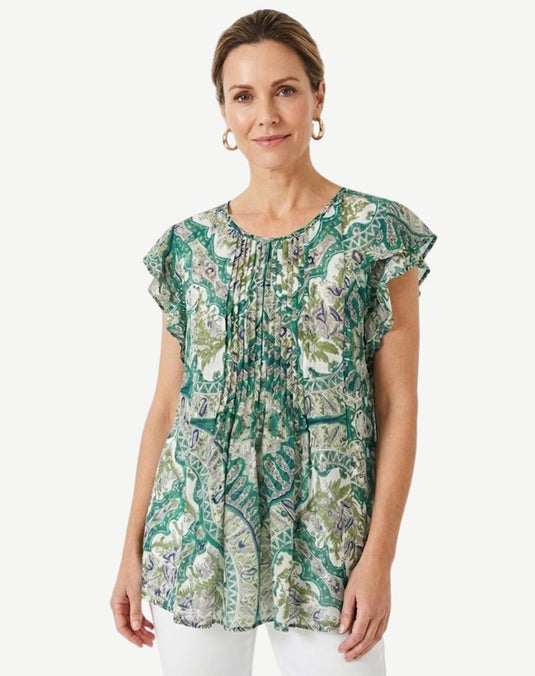 Corfu Womens Emerald Bay Printed Relaxed Fit Blouse
